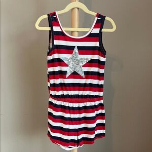 ⭐️⭐️PICK 5 / $20 PLACE Girls Striped Star Sequin Romper Medium 7/8